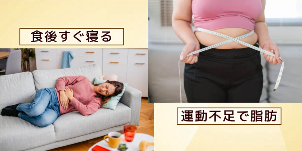 食後横になる
