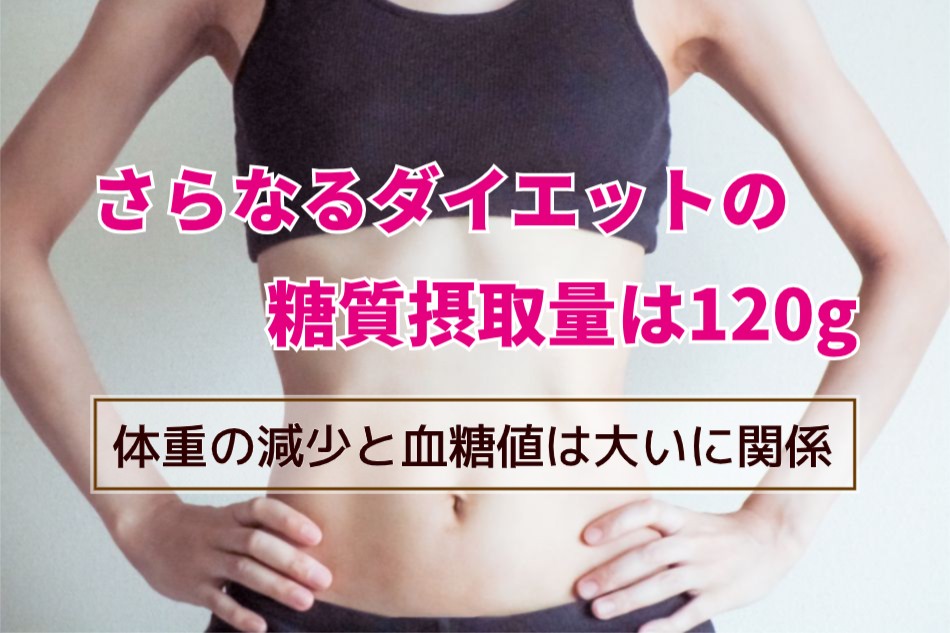 さらなるダイエットの糖質摂取量は1日120g、体重の減少と血糖値は大いに関係