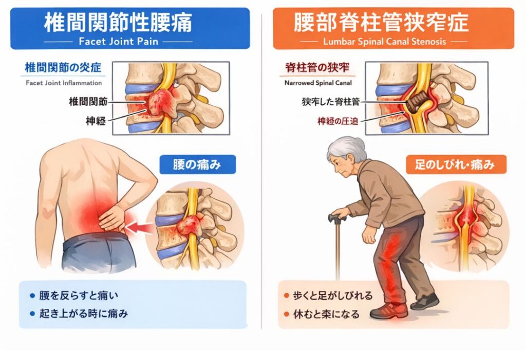 椎間関節性腰痛と腰部脊柱管狭窄症