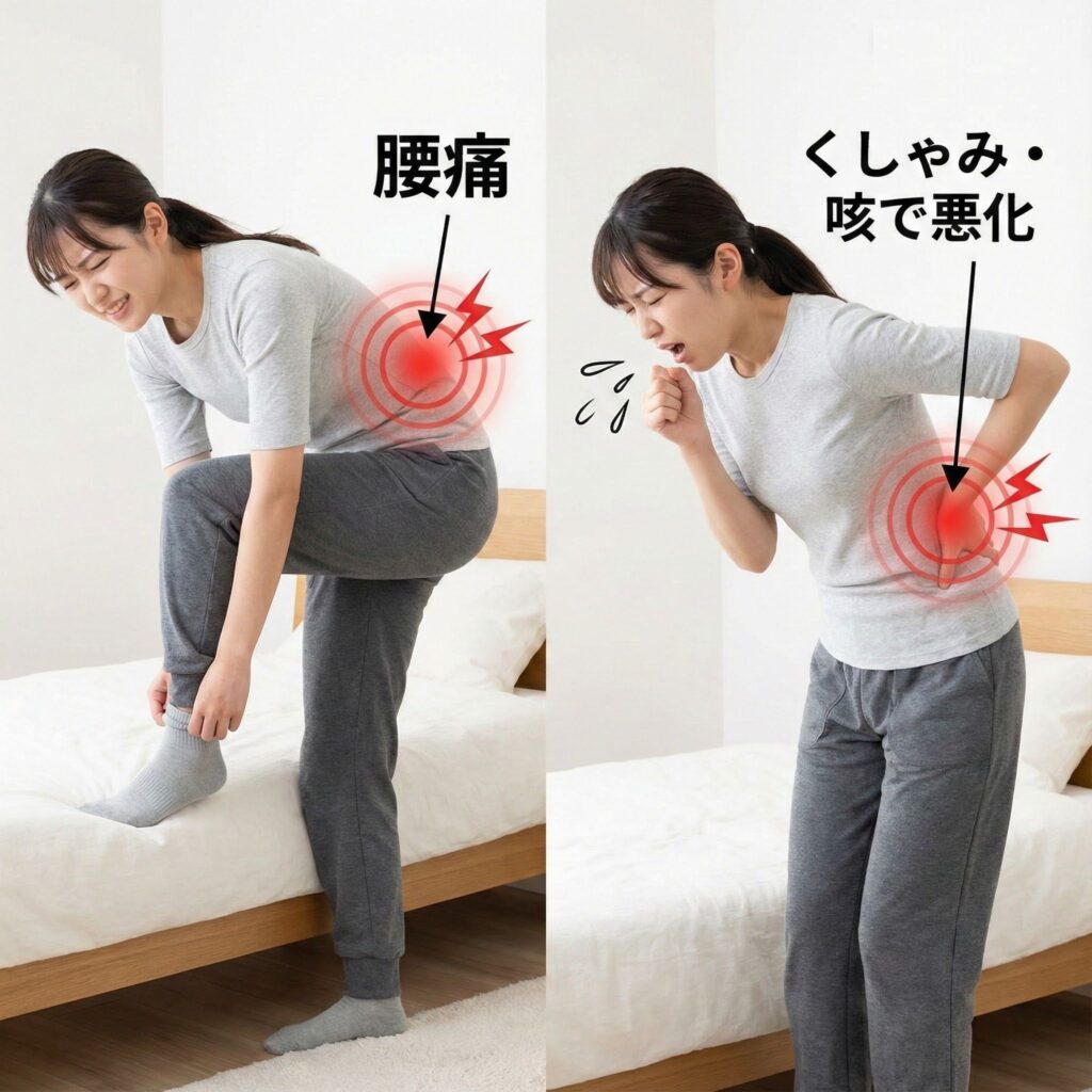 靴下を履くとき腰が痛い・くしゃみや咳で悪化する
