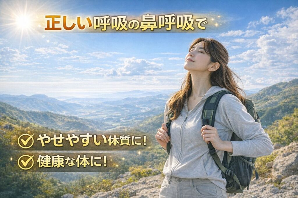 正しい呼吸の鼻呼吸で
・やせやすい体質に
・健康な体に