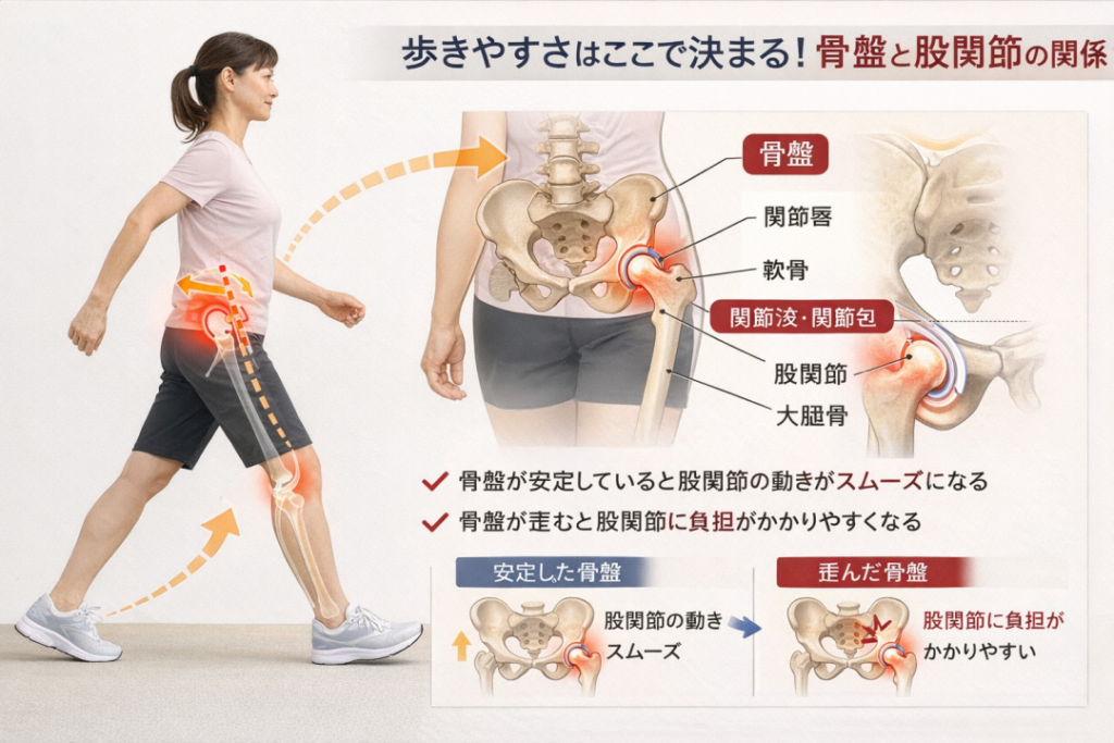 歩きやすさはここで決まる！骨盤と股関節の関係