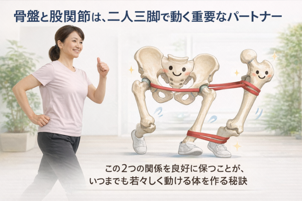 骨盤と股関節は二人三脚で動く重要なパートナー　この2つの関係を良好に保つことがいつまでも若々しく動ける体を作る秘訣