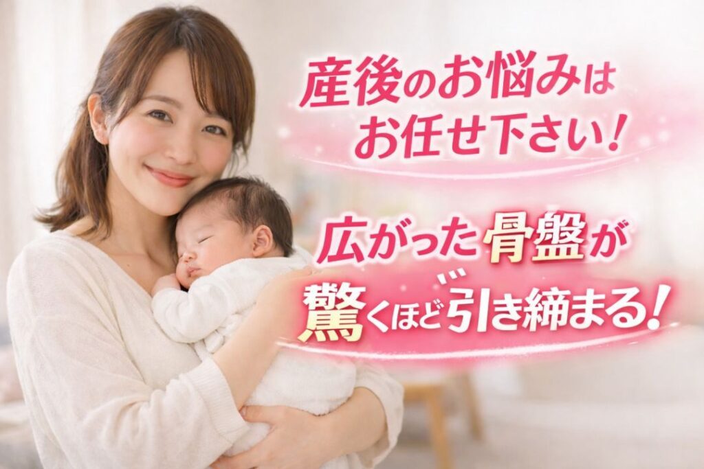 産後のお悩みお任せ下さい 広がった骨盤が驚くほど引き締まる