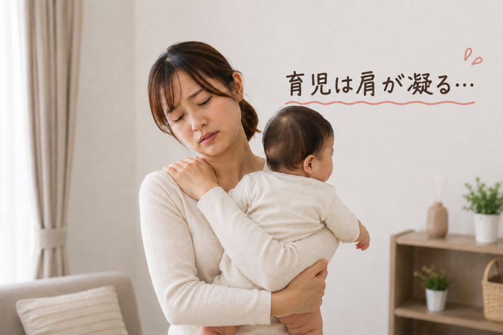 育児で肩が凝るママ