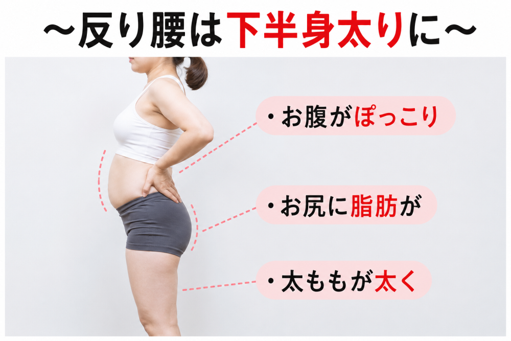 反り腰は下半身太りに・お腹がぽっこり・お尻に脂肪が・太ももが太く 