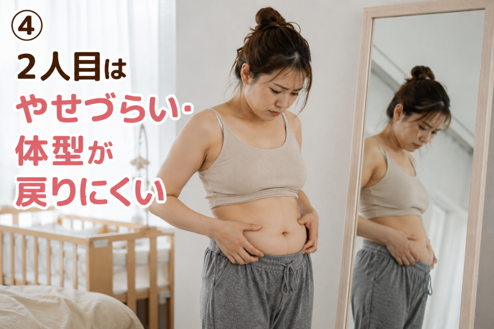 ④2人目はやせづらい・体型が戻りにくい