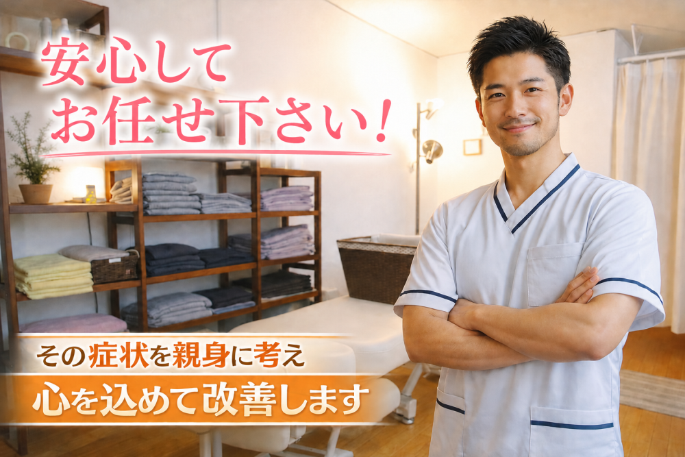 安心してお任せください!その症状を親身に考え心込めて改善します