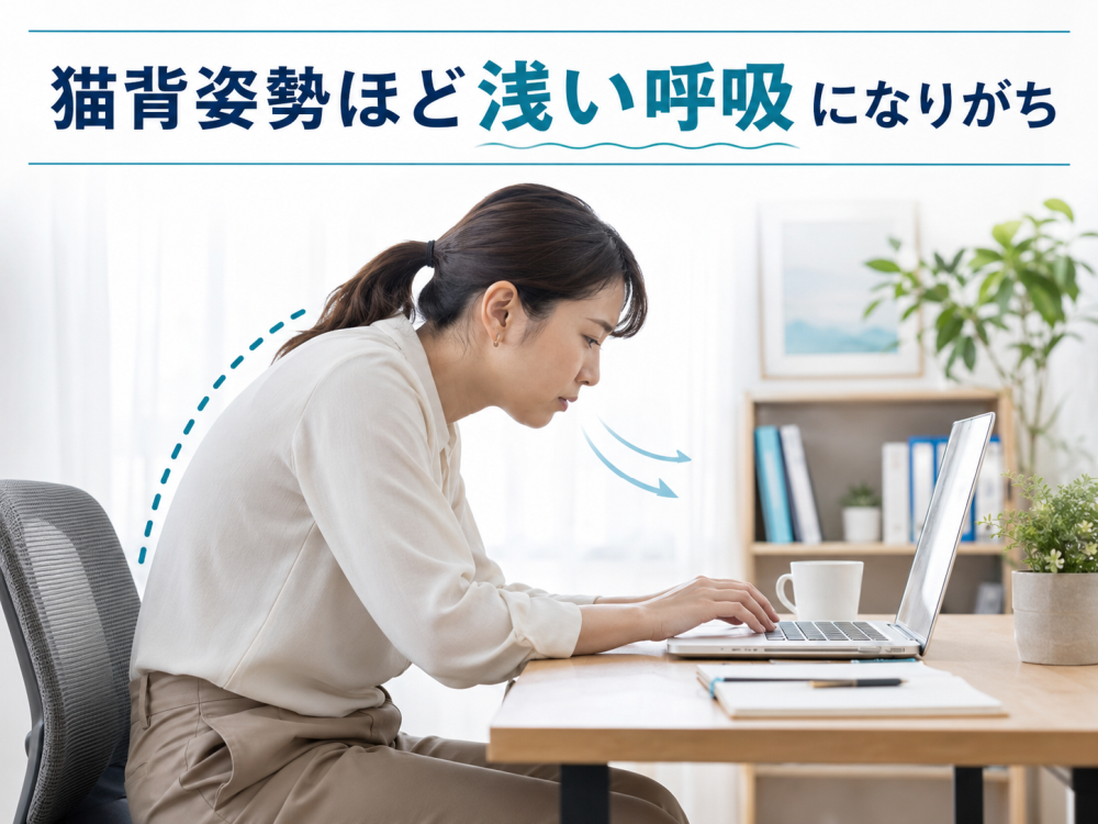 猫背姿勢ほど浅い呼吸になりがち