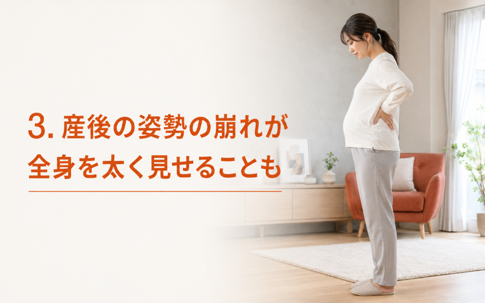 3. 産後の姿勢の崩れが全身を太く見せることも
