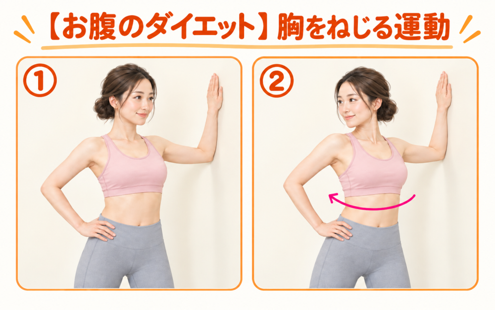 【お腹太り②】胸をねじる運動