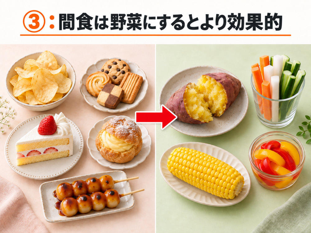 ③：間食は野菜にするとより効果的