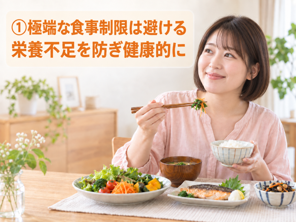①極端な食事制限は避ける｜栄養不足を防ぎ健康的に