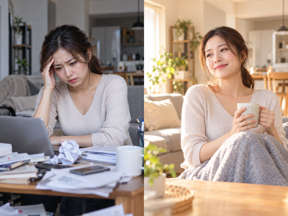イライラしている人とストレスのない人