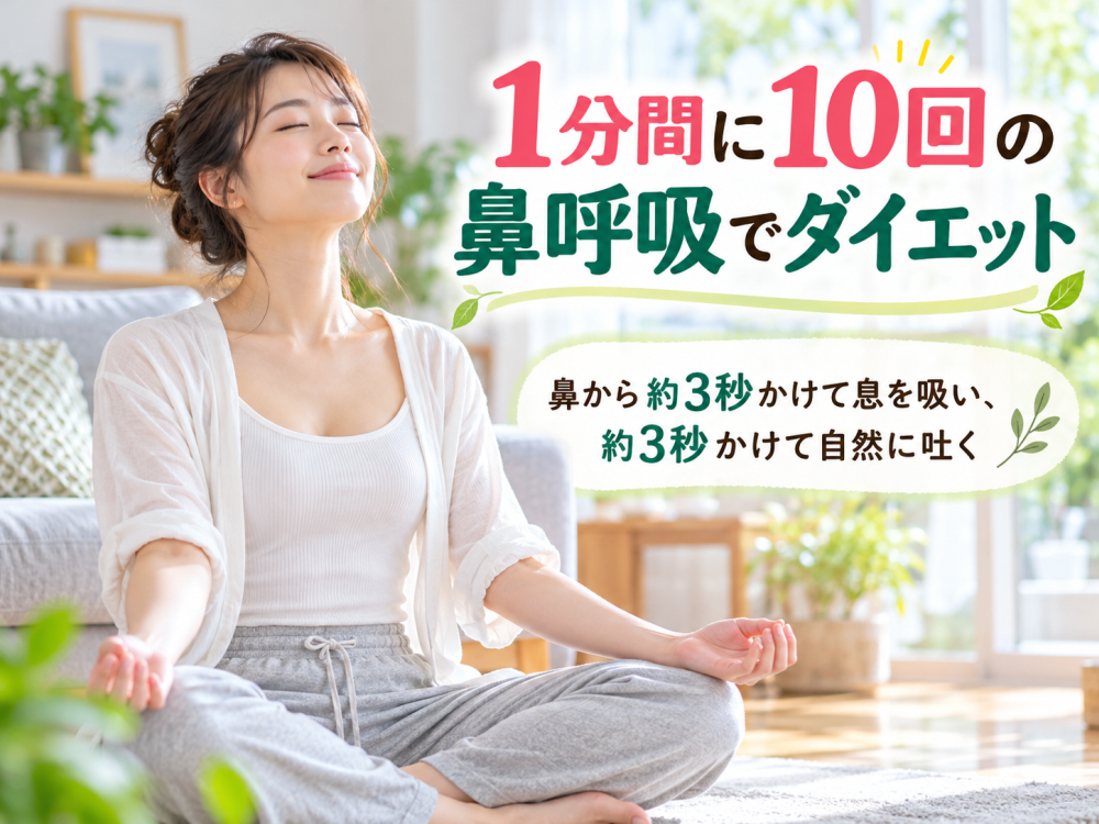 1分間に10回の鼻呼吸でダイエット鼻から約3秒かけて息を吸い、約3秒かけて自然に吐く