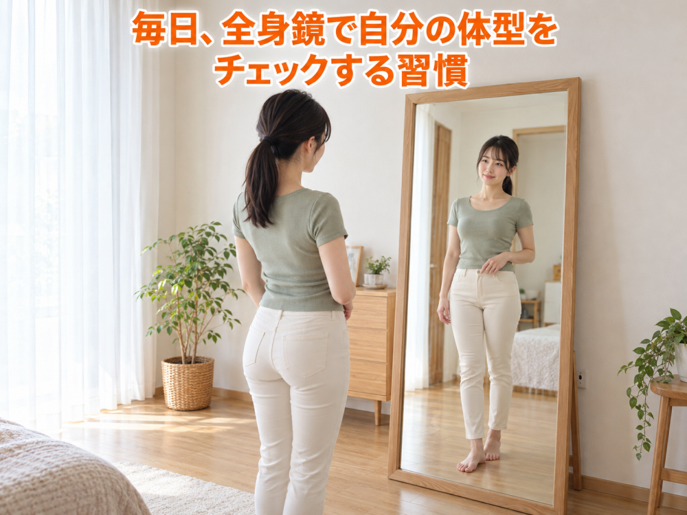 毎日、全身鏡で自分の体型をチェックする習慣